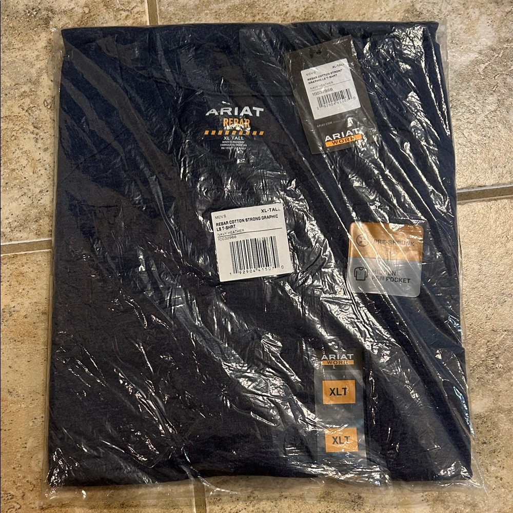 Ariat Work Men’s Rebar Long Sleeve T-Shirt size XL-Tall Navy Heather